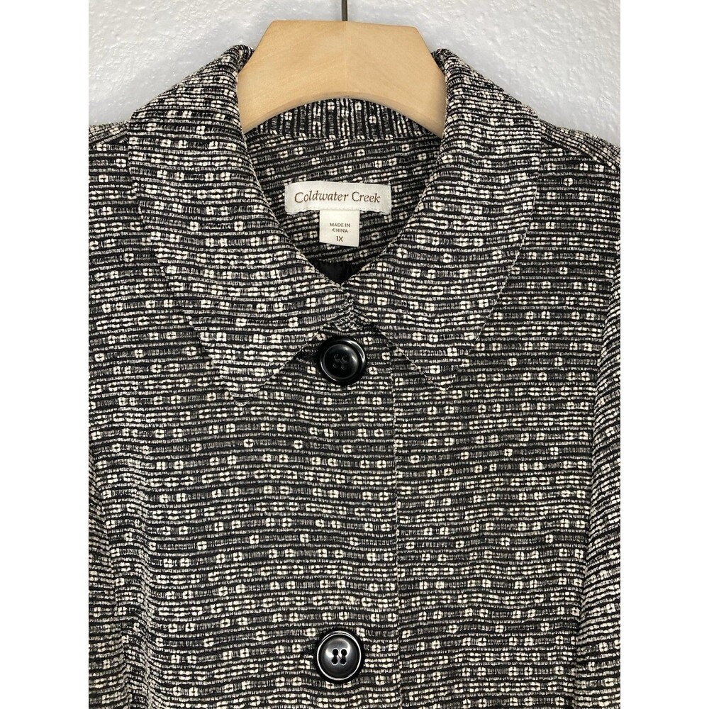 Coldwater Creek Blazer Jacket Womens XL Black Tweed Academia Office Career Twee